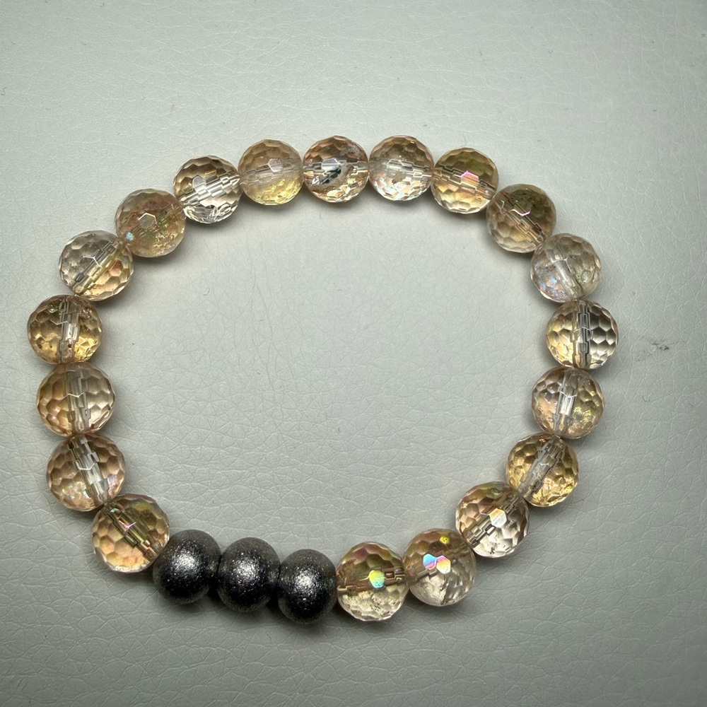 Mystic Citrine Faceted Stretch Bracelet with Stainless Steel Accents